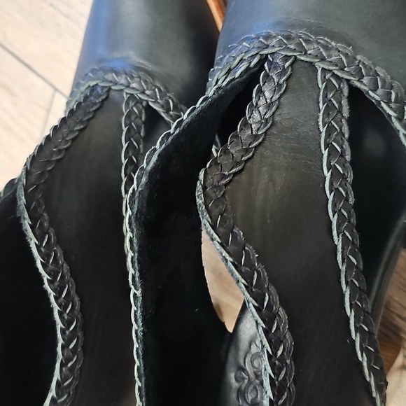 Black, Cowgirl, Western, Casual, Party, Wedding, Braided, Leather, Women, Shoes - Picture 7 of 7